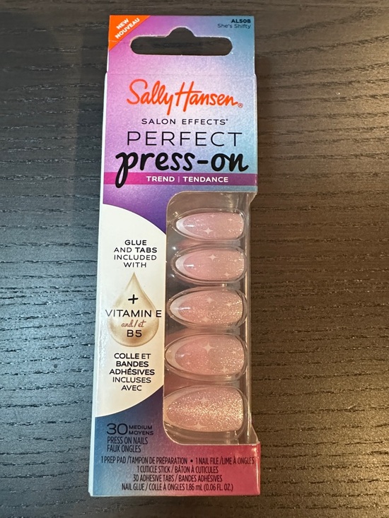 Sally Hansen Other - Sally Hansen Perfect Press-On Nails She's Shifty Medium 30ct Glue & Tabs New